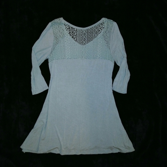 Entro Raglan Lace Accent Tunic Dress Mint Green - Picture 3 of 4